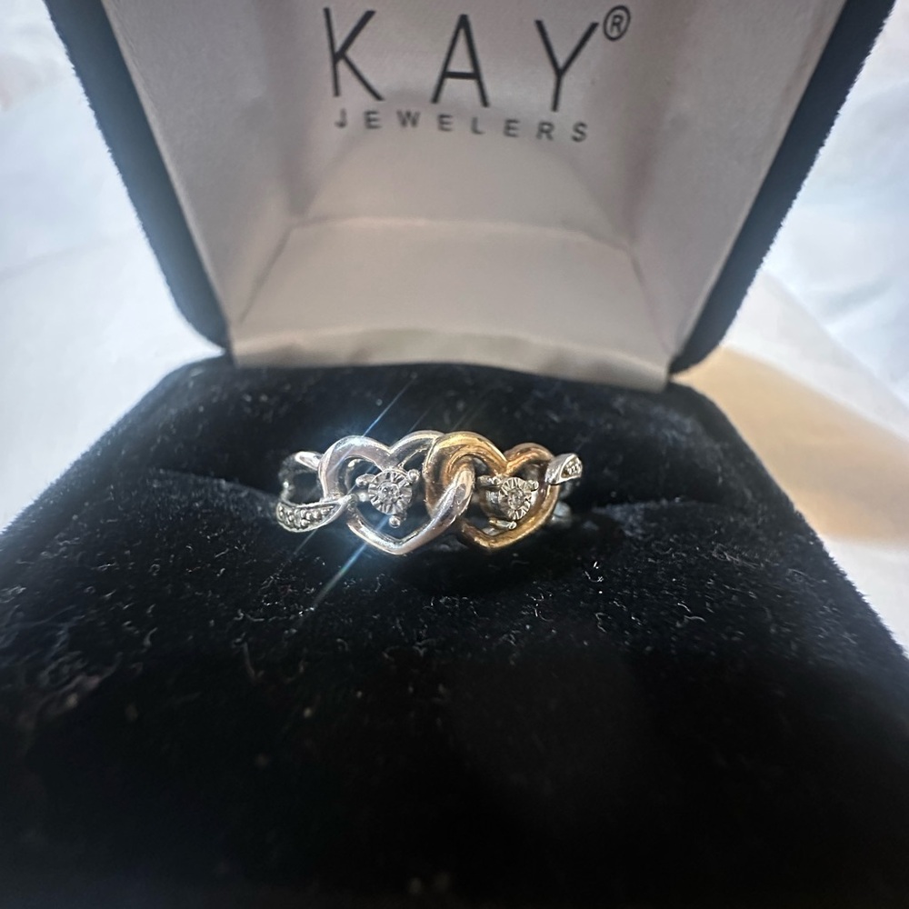 Kay Jewelers Silver and Gold Heart Ring